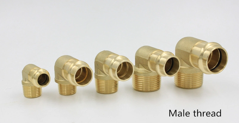 Brass V-Press Series Elbow Pipe Fittings for Water Supply and Drainage